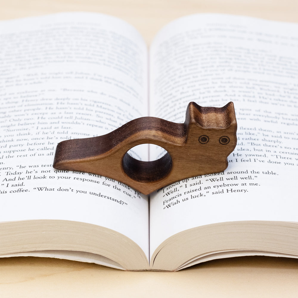 Wooden Cat Thumb Book Page Holders