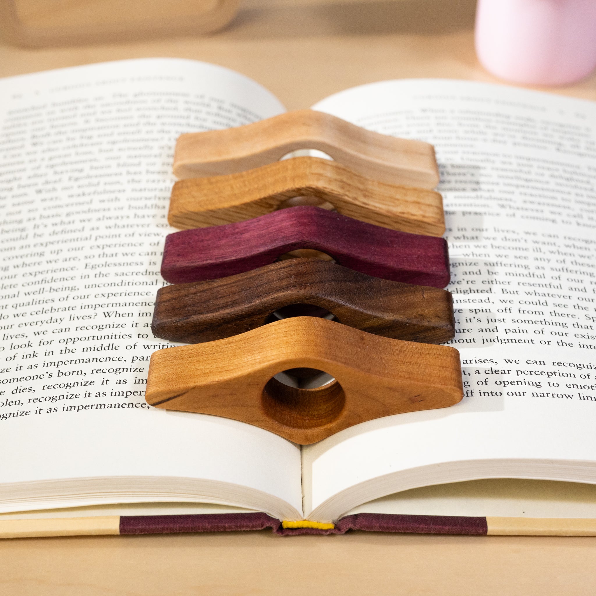 Natural Solid Hardwood Thumb Book Page Holders