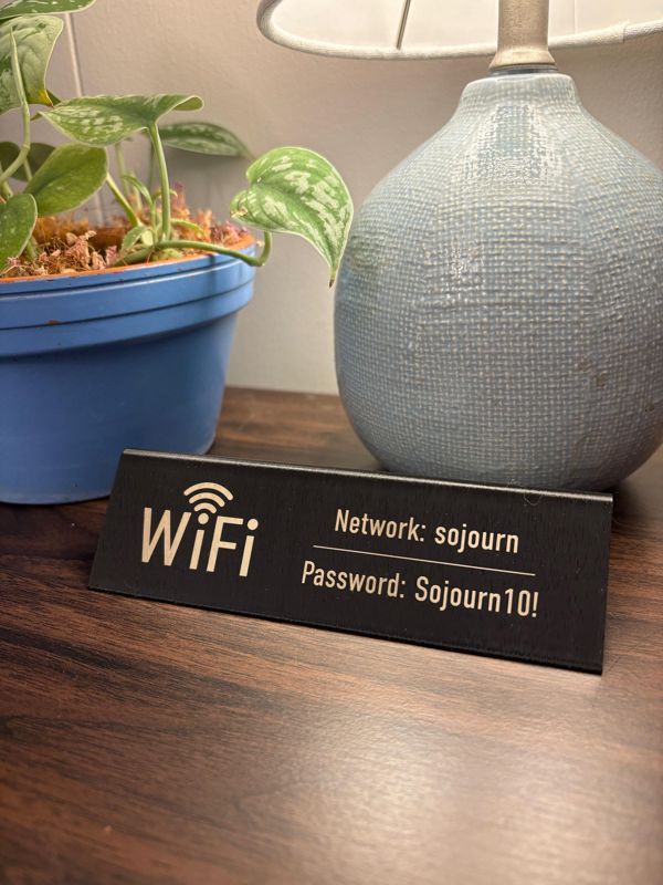 Customer photo: Custom Wifi Desk Plaque – Personalized Office Sign