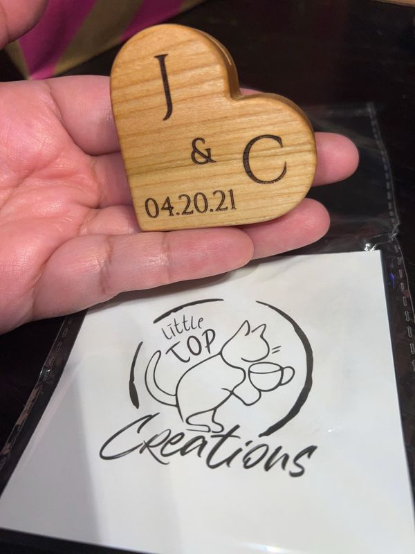 Customer photo: Personalized Wooden Heart Photo Holder: Valentine's Polaroid