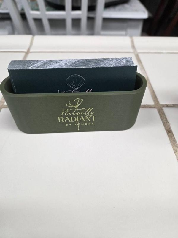 Customer photo: Custom Engraved Business Card Holder: Modern Minimalist Desk